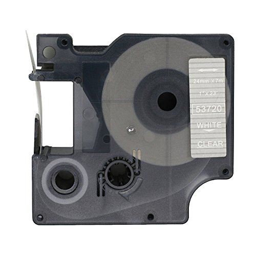 Fassport 1 Pack White on Clear Label Tape Compatible for DYMO D1 53720 24mm 1"