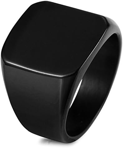 Besteel Stainless Steel Biker Ring for Men Women Ring Vintage Black Square