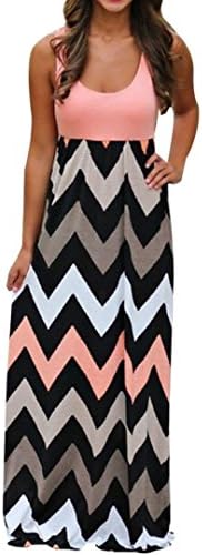 FeiXiang Womens Striped Long Boho Dress Lady Beach Summer Sundress Maxi Dress Plus Size (2XL, Orange)