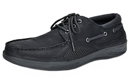 Bruno Marc Men's Pitts Black Genuine Leather Loafers Boat Shoes - 13 M US