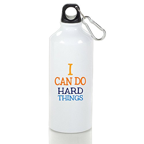 Bast I Can Do Hard Things Aluminum Travel Sports Gym Beach Water Bottle Loop Cap 600ml