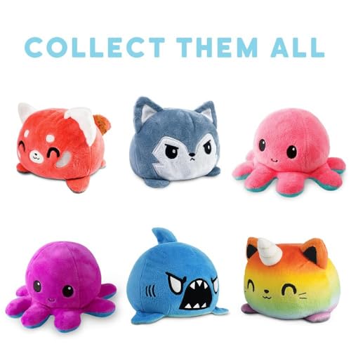 TeeTurtle - The Original Reversible Octopus Plushie - Happy Purple + Dead Gray - Cute Sensory Fidget Stuffed Animals That Show Your Mood