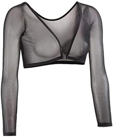 Woman Tops Jaminy New Plus Size Seamless Arm Shaper Short Cropped Navel Mesh Cardigan Hot