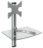 Mount-It! MI-814C Floating Wall Mounted Shelf and TV Wall Mount Bracket Stand for AV Receiver, Component, Cable Box, Playstation4, Xbox1, VCR Player, Blue Ray DVD Player, VESA 100 and 200 Compatible, Load Capacity 88 lbs, Single Shelf (Silver)