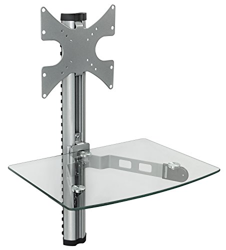 Mount-It! MI-814C Floating Wall Mounted Shelf and TV Wall Mount Bracket Stand for AV Receiver, Component, Cable Box, Playstation4, Xbox1, VCR Player, Blue Ray DVD Player, VESA 100 and 200 Compatible, Load Capacity 88 lbs, Single Shelf (Silver)