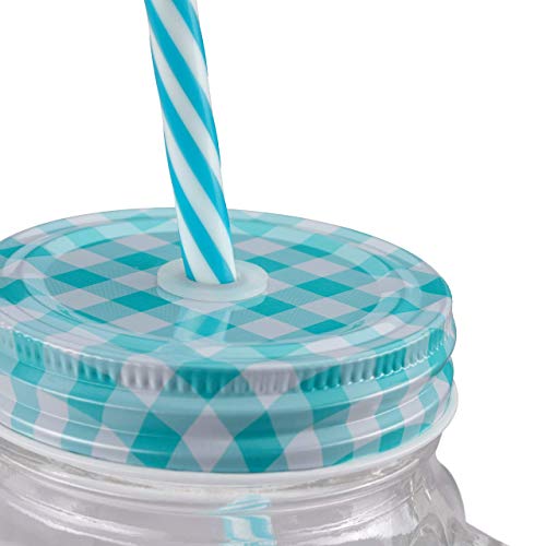 Relaxdays, bunt Trinkgläser mit Strohhalm, 8er Set, 400 ml, Gastro, Deckelgläser mit Henkel, Ice Cold Drink Gläserset, Glas, 8 Stück (1er Pack), 10023415 – Bild 5