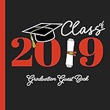 Graduation Guest Book Class of 2019: Guestbook with Card Style Guest Advice and Memory Jar + Bonus Scrapbooking Pages | Yearbook Style Party Keepsake for Graduate | Black Red by Quote Journal Press