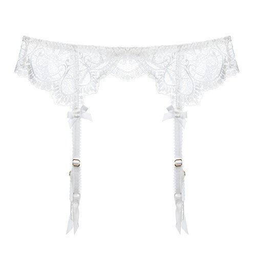 Varsbaby Women Sexy Lace Suspender Garter Belt For Thigh High Stockings (White2, M) - Thumbnail 4