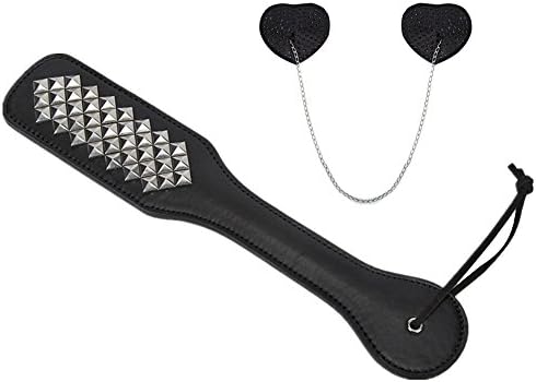 PU Leather Hand Spanking Paddle Restraint Tickler Cosplay with Gift