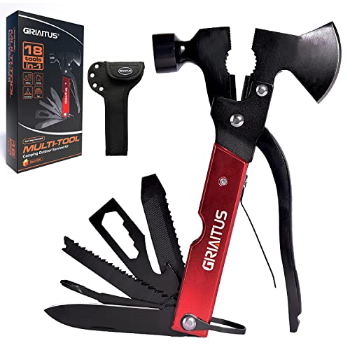 Martello multifunzione, Campeggio Multitool 18 in 1, Regali per Uomo, per Famiglia, Trekking,Caccia,attrezzatura da campeggio, Emergenza & Outdoor Sopravvivenza Strumenti di Emergenza (rosso)