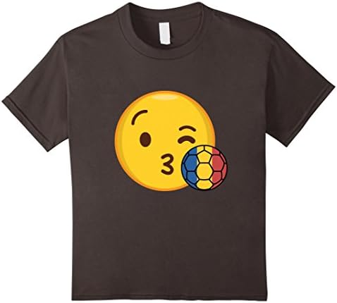 Kids Emoji Loves Romania Soccer T-Shirt Romanian Futbol Funny Tee 8 Asphalt