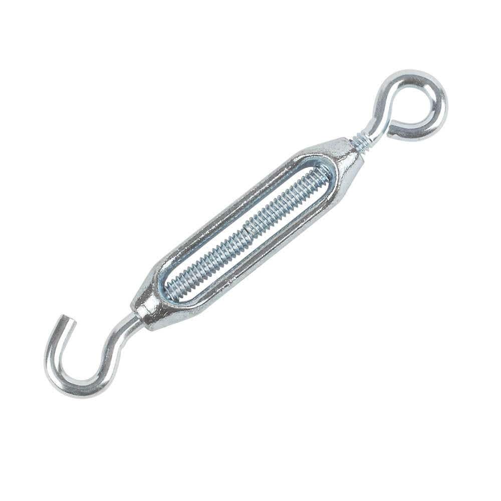 Hardware Solutions - Turnbuckle Wire Tensioner - Hook & Eye Rope Cable Tension Set for Chain, Rope & Fence Wire - M3 (3/16") - Zinc Plated - Pack 1