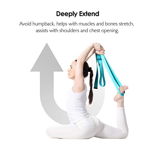image for REEHUT Yoga Strap 6ft with Ebook - Durable Polyester Cotton Exercise S