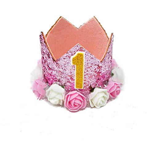 Suzzam 1 Birthday Hat, First Birthday Crown Baby Girl Princess Dog Birthday Hat Pets Reusable Birthday Party Hats Cat Kitten Headband Hats 1-5 Figures