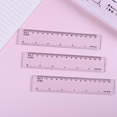 1KTon 6 Inches Plastic Ruler Straight Ruler Plastic Measuring Tool for Student School Office - Thumbnail 6