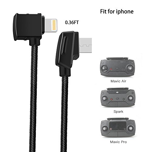 RCstyle Newest Design Nylon Braided Durable Micro USB to Lightning Cable For DJI Mavic Air / Maivc Pro / Spark Drone, Fits iOS Cellphone and Tablets(11cm +22cm)