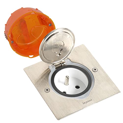 Legrand 092110 Prise De Sol Inox Étanche Ip44 Avec Clapet De Protection + Boite À Encastrer, Aluminium