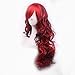 Netgo Anime Cosplay Wigs Red for Women with Obligue Band Long Curly Hair Wigs Lolita Style Wigs