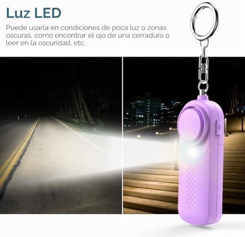 Alarme Pessoal Feminino Safesound Alarme de Segurança Pessoal 130DB Alarme de Segurança com Lâmpada LED Alarme de Porta-chaves aprovado pela Polícia para Crianças, Mulheres e Estudantes Seniores (Roxo)