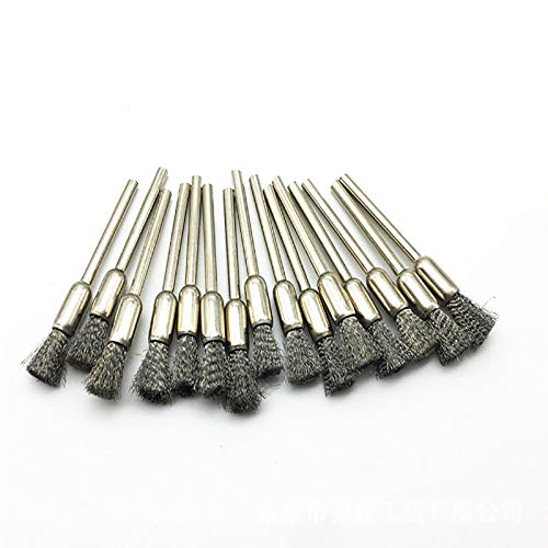 15Pcs Steel Wire Brush Wheel Abrasive Polishing Set for Rotary Tool Dremel Accessories Kit, 3 Types, Silver