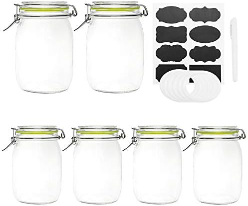 Glass Jars with Airtight Lids, Qianfenie 32 oz Wide Mouth ...