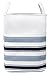 BirdRock Home Canvas Laundry Hamper with Handles | Blue Stripes | Transport Easily | Dirty Clothes Storage | Bendable and Foldable | Rectangle Laundry Bag