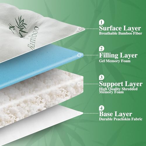 WhatsBedding 4 Inch Memory Foam Mattress Topper Queen for Back Pain Relief, Filled with Breathable Gel Memory Foam, Cooling Bamboo Viscose Air Layer, Supportive Pillow Top Mattress Topper