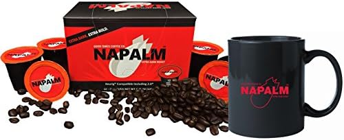 Napalm Coffee, EXTRA DARK ROAST, Keurig K-Cups, 12 Count with MUG - GIFT SET