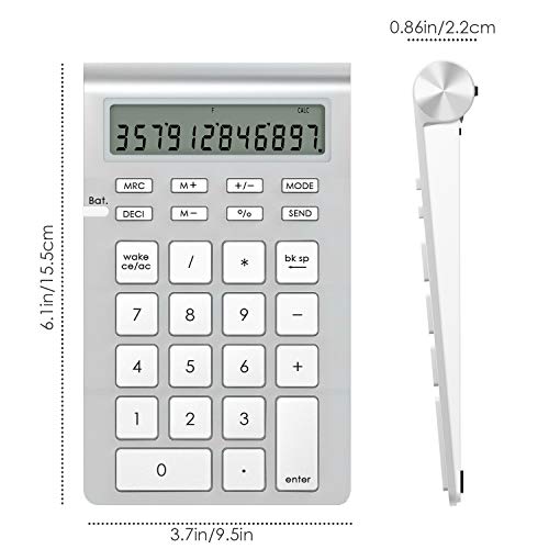 Cateck Wireless Bluetooth Numeric Smart Keypad with Calculator for iMac, MacBooks, PCs, Bluetooth Numeric keypad for Laptop, Wireless 10 Key Number pad for mac, Ten Key MacBook pro Calculator