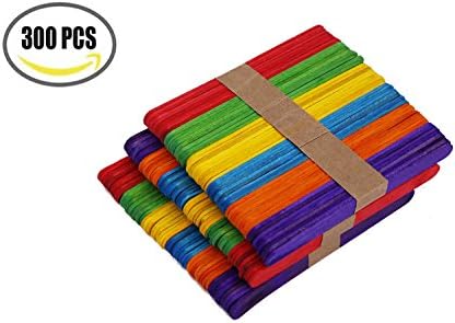 Set of 300 PCS 4.5 Inch Wooden Craft Sticks Ice Cream Sticks (Colorful)