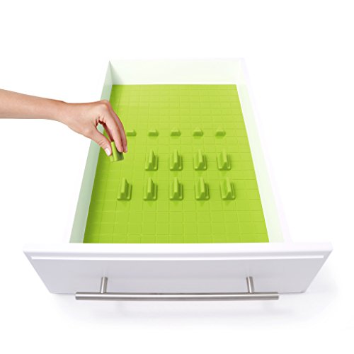 KMN Home DrawerDecor Customizable Organizer, Drawer and Shelf Cabinet Liners, Non-Slip and Easy Clean, Deluxe Starter Kit, 16 Piece - Lime