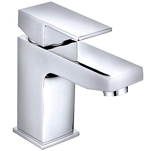 NRG Bathroom Basin Sink Mixer Tap Square Chrome Lever Faucet