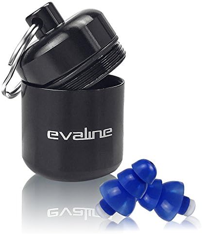 Evaline Noise Cancelling Ear Plugs + Carry Case – Super Comfortable High Fidelity Ear Plugs for Sleeping &amp; Hearing Protection –Silicone, Reusable Noise Reduction Ear Buds (Blue)