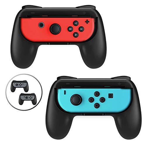 Beastron Grips Compatible with Nintendo Switch Joy Cons, Wear-Resistant Handle, 2 Pack (Black)