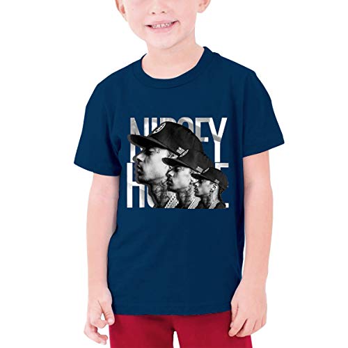 CharmKAT Personalized Girls Boys Cool Nipsey Hussle 100% Cotton Tee T-Shirts Adolescent Tee Navy
