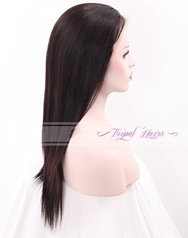 Tripal Hairs Silky Straight Silk Top Full Lace Wigs with Baby Hair 100% Remy Human Hair Lace Wigs for Women 130 Density 1B# Off Black 16 Inches