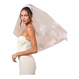 AOREAS Wedding Bridal Veil 2 Tier Flower Lace