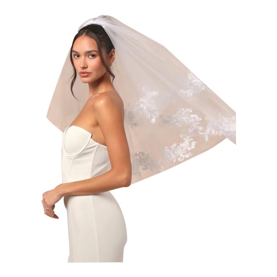 AOREAS Wedding Bridal Veil 2 Tier Flower Lace