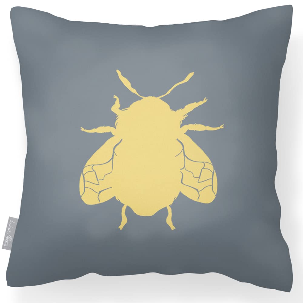 Izabela Peters Waterproof Cushions, 43 cm, Filled, Bee - Grey, Garden & Outdoor Seat & Chair Cushions