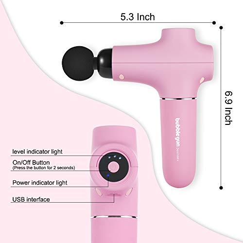 Dexinoe Muscle Massage Gun , Power Cordless Handheld Electric Massager Portable Lightweight (375g), Deep Tissue Percussion Massagers for Full Body Muscle Recovery and Pain Relief Rechargeable (Pink)