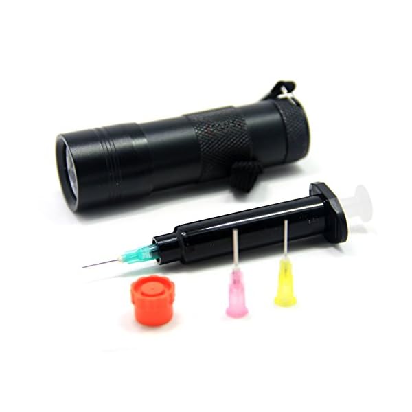 SAMS-Fly-Tying-Kits-UV-12-LEDs-Bright-Black-Light-Flashlight-and-Clear-Glue-Cure-Syringe-Coating-Tools-for-Buzzer-Bug-Nymph-Head-Body-Trout-Flies-Making