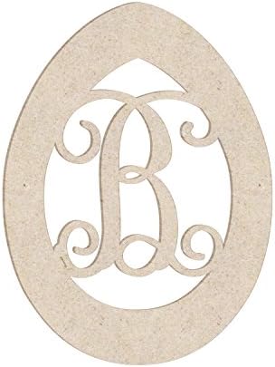 24" Easter Egg Monogram Letter Unfinished Wood Initial B (Sizes 12"-30")