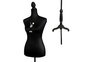 SubSun Female Dress Form with Adjustable Tripod Stand, Women Mannequin Torso Body for Display, Sewing, Decorations, Retail Clothing Shops