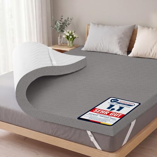 DOPEDIO 7,5cm Gel Memory Foam Matratzen Topper Weiche Matratzenauflage mit Öko-TEX® 100 Zertifizierung, Waschbarer Bezug für Boxspringbett und Schlafs