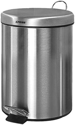 HBWJSH Trash Can Household Pedal Round Stainless Steel Bathroom Foot Flip Waste Paper Tube