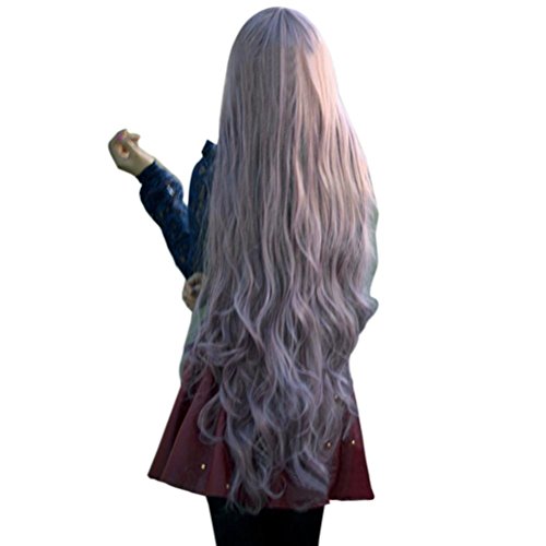 New Fashion Women Lady Long Curly Wavy Hair Full Wigs Cosplay Party Anime Lolita Wig 100cm (Taro Purple)