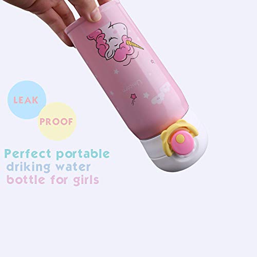 Kids Water Bottle Thermoses Unicorn Water Bottle Cup Metal Stainless Steel Vacuum Insulated Water Flask for School Kids Girls Lunch Box Leak Proof BPA Free No Straw - 12oz (Pink) - Thumbnail 4
