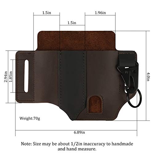 Aktualisiert Leather Sheath Organizer mit Schlüsselhalter + Kugelschreiberclip + Taschenlampenscheide, Multitool 3 EDC… – Bild 7