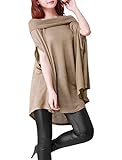 Allegra K Ladies Off Shoulder Oversize Knit Shirt Dolman Sleeve Cape Tops