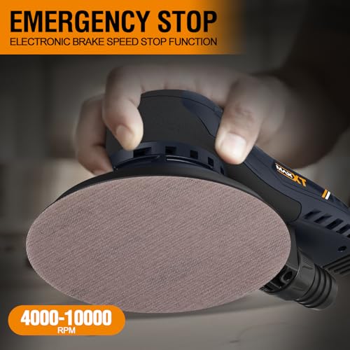 MAXXT 5mm Brushless Eccentric Sander | 350W EC Motor | 150mm & 125mm Dual Plate | 4000-10000rpm | Molded Case | With 20 Sanding Papers for Woodworking & Polishing